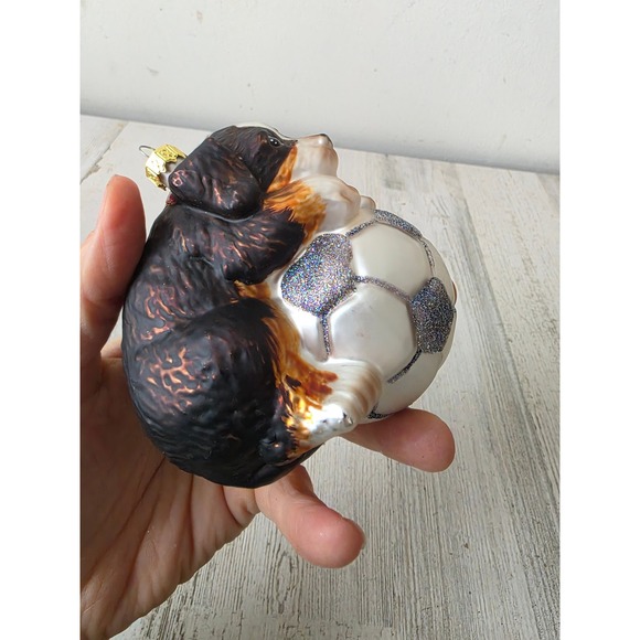 Glass soccer puppy dog ornament glitter cocker spaniel Xmas tree - Picture 7 of 8